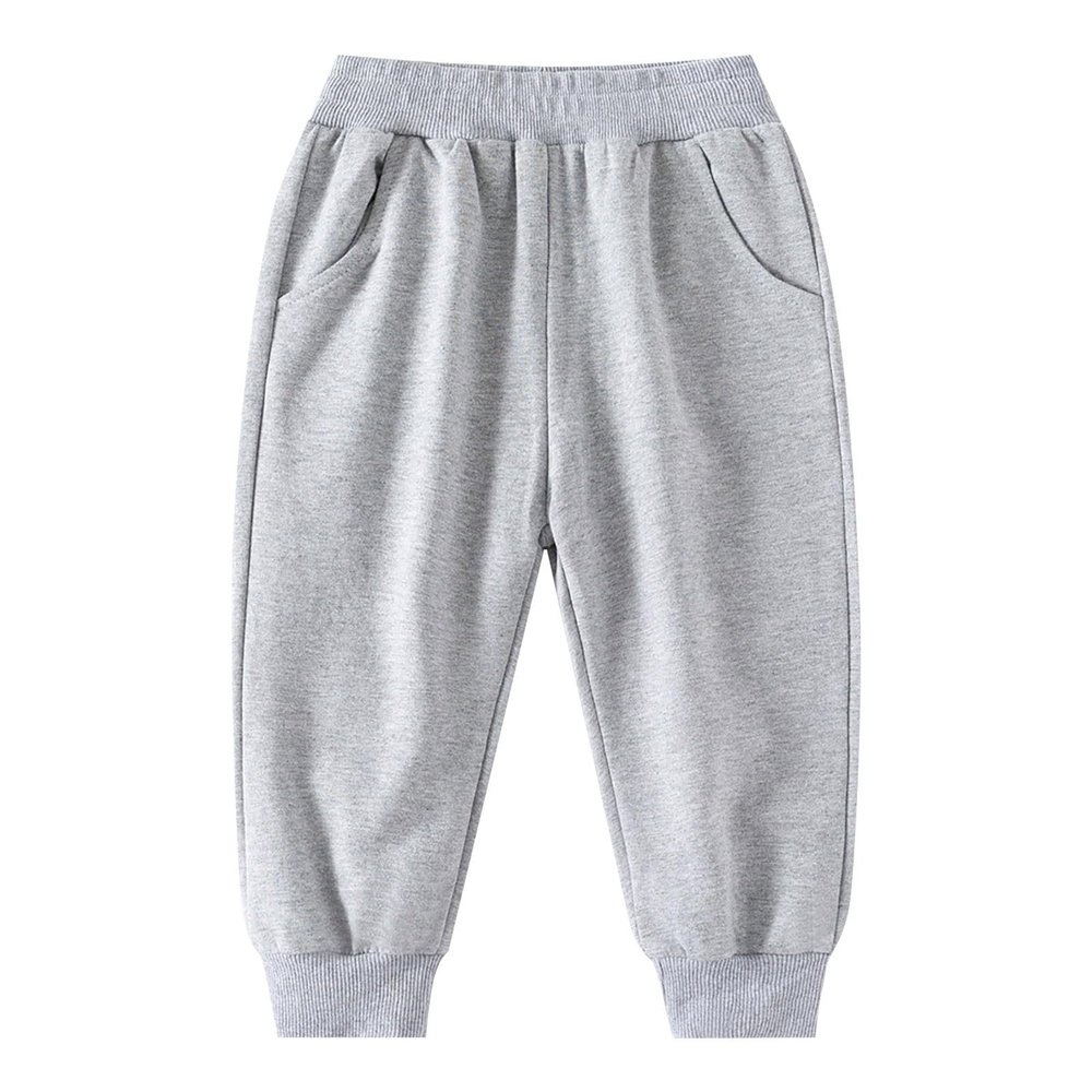 Toddler Baby Boy Girl Solid Color Pull On Jogger Pants Fall Pants Sweatpants for Daily School (Grey, 12-18 Months)