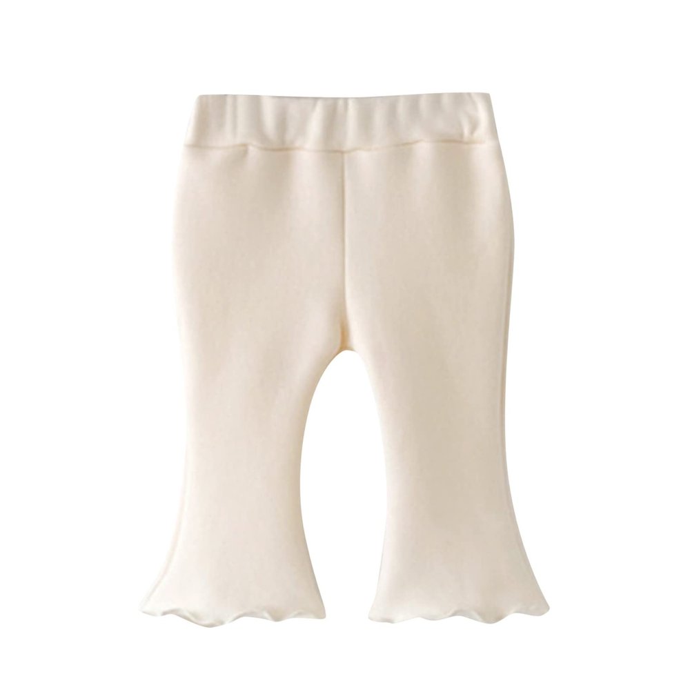 Baby Girl Bell Bottoms Solid Color Flared Pants Toddler Elastic Waist Ruffle Leggings Summer Kids (Beige, 2-3 Years)