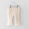 Baby Girl Bell Bottoms Solid Color Flared Pants Toddler Elastic Waist Ruffle Leggings Summer Kids (Beige, 2-3 Years) view 2