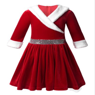 Moggemol Kids Girls Miss Santa Claus Christmas Tutu Dress Velvet Princess Figure Skating Dance Performance Dress Red 16 Years