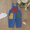 Toddler Baby Adjustable Straps Fashion Cotton Overalls Boy Girl Patchwork Bib Overalls Suspender Pants (Blue, 8-9 Years) view 4