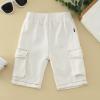Baby Boys Jeans Pull On Denim Cargo Pants Toddler Kids Summer Loose Elastic Waist Cropped Trouser (White, 1-2 Years) view 2