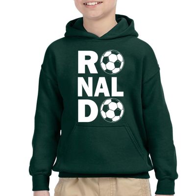 FerociTees Kids Unisex Ronaldo Soccer American Football X-Large Forest Green Hoodie