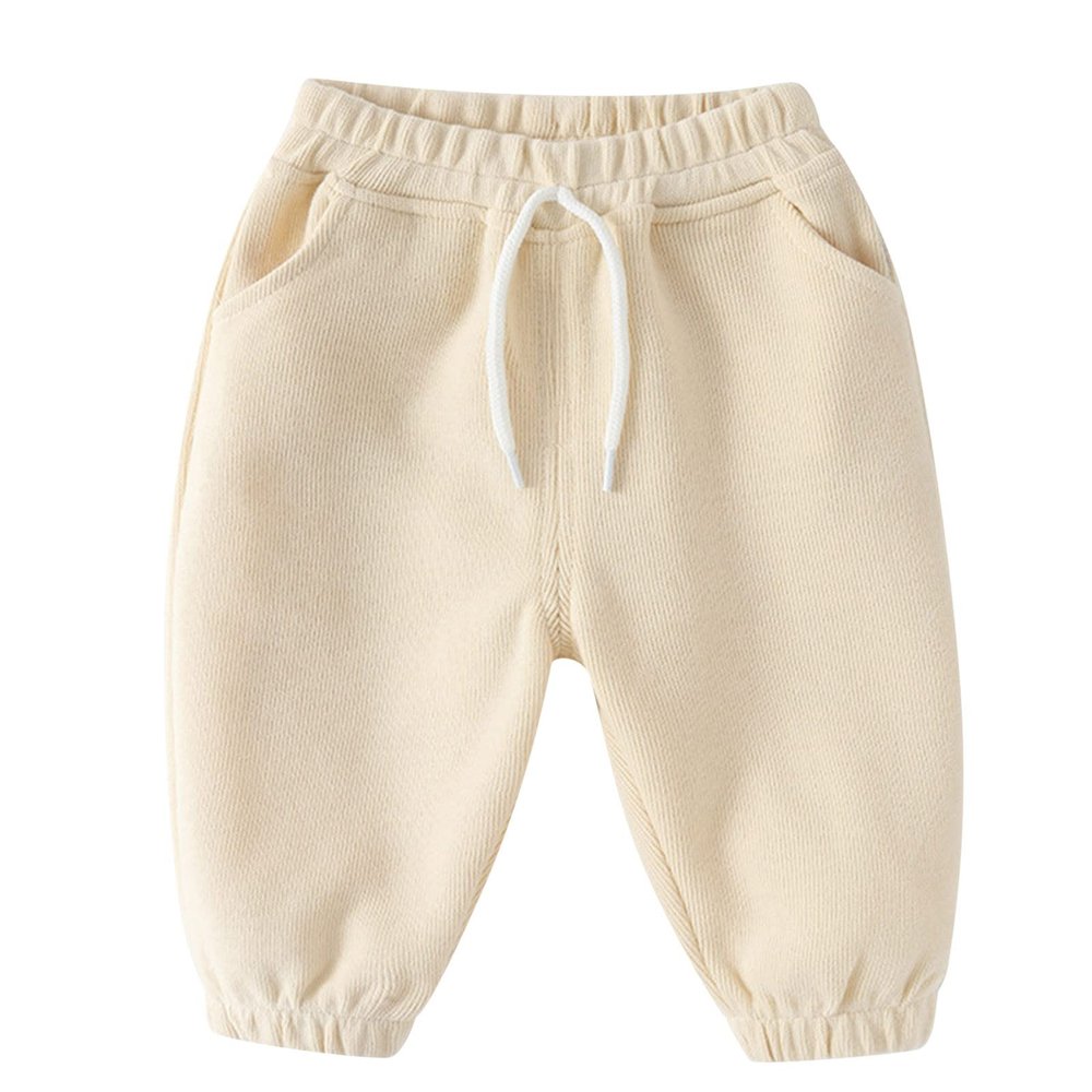 Baby Winter Thick Warm Pants Toddler Boys Girls Joggers Pants Cotton Soild Sweatpants Kids Trousers (Beige, 6-12 Months)