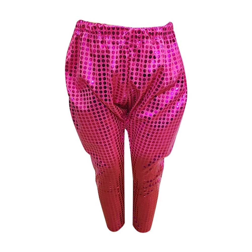 Boys Girls Sparkle Sequin Pants Elastic High Waisted Bling Glitter Dance Pants Toddler Fashion (Hot Pink, 6-7 Years)