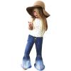 Baby Girls Bell Bottom Jeans Vintage Toddler Kid Denim Flare Pants Western Jeans Cowgirl Outfit (Blue, 5-6 Years) view 1