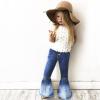 Baby Girls Bell Bottom Jeans Vintage Toddler Kid Denim Flare Pants Western Jeans Cowgirl Outfit (Blue, 5-6 Years) view 2