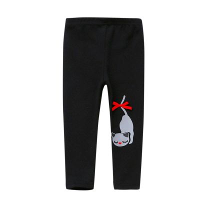 Baby Girls Cute Cat Print Leggings Toddler Assorted Everyday Pull on Leggings Cotton Pants Baby (Black, 18-24 Months)