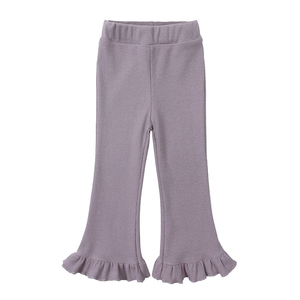 Toddler Girl High Elastic Waist Flare Slim Leggings Baby Pants Wide Leg Ruffle Pants Casual Bell (Purple, 4-5 Years)