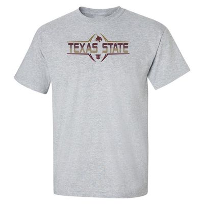CornBorn Texas State Tshirt Men - Striped Texas State Football Laces - Gray - 5X