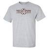 CornBorn Texas State Tshirt Men - Striped Texas State Football Laces - Gray - 5X view 1