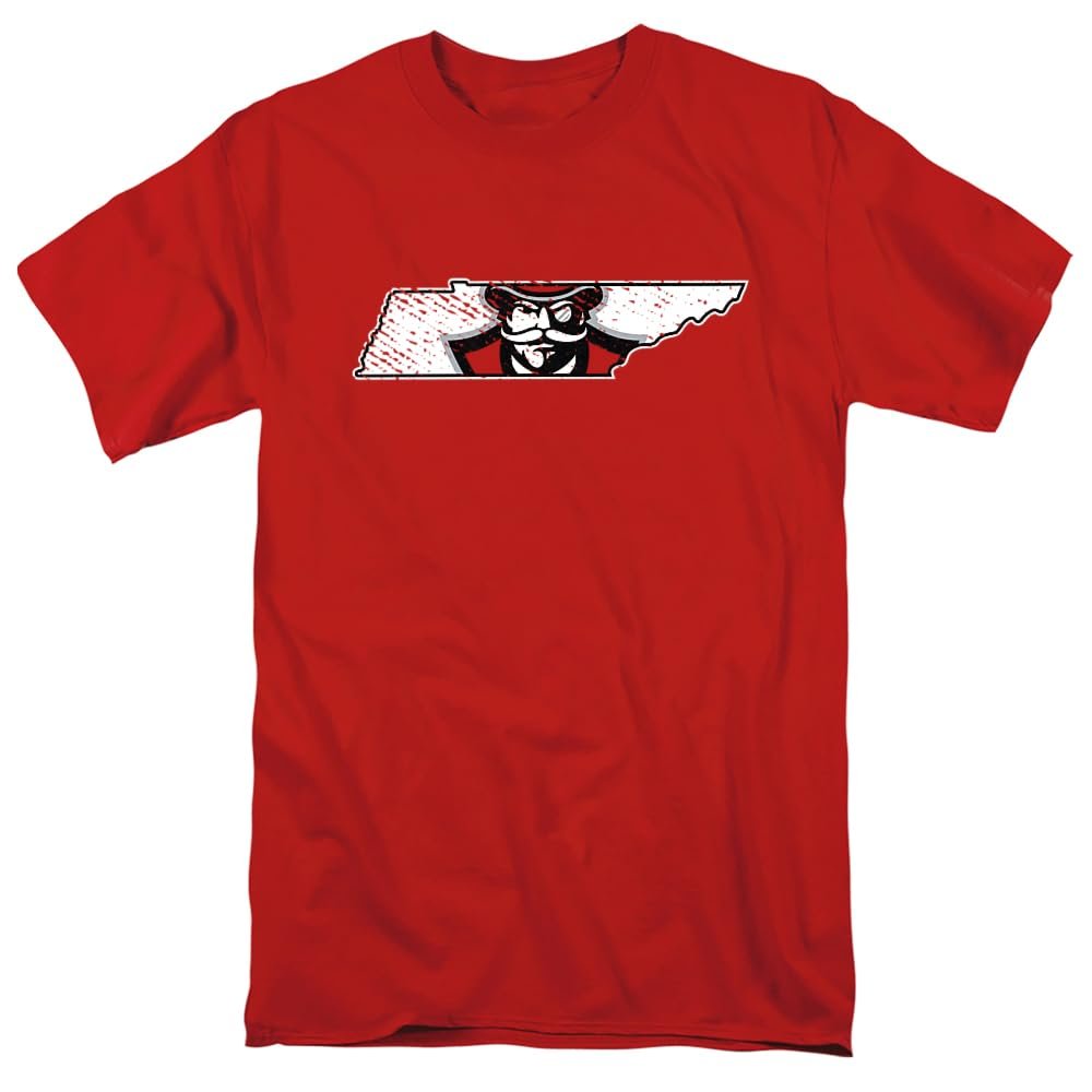 Austin Peay State University State Shape Unisex Adult T Shirt, Red, 2X-Large