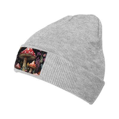 HCLYvexiria Beanie Hat for Women Men Knitted Hat Mushrooms Butterflies Beanie Warm Winter Hat Knit Hat Gray