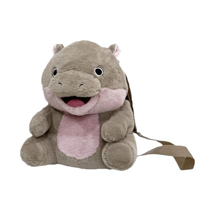 Moos Deng Hippo Plush Backpack, 28X24CM Moos Deng Hippo Backpack, Cute Hippo Stuffed Animal Bag, Funny Tailand Hippo Plush Figure Bag, for Kids & Fans Present