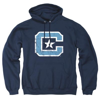 LOGOVISION The Citadel Distressed Primary Logo Adult Pull-Over Hoodie, Navy, Large