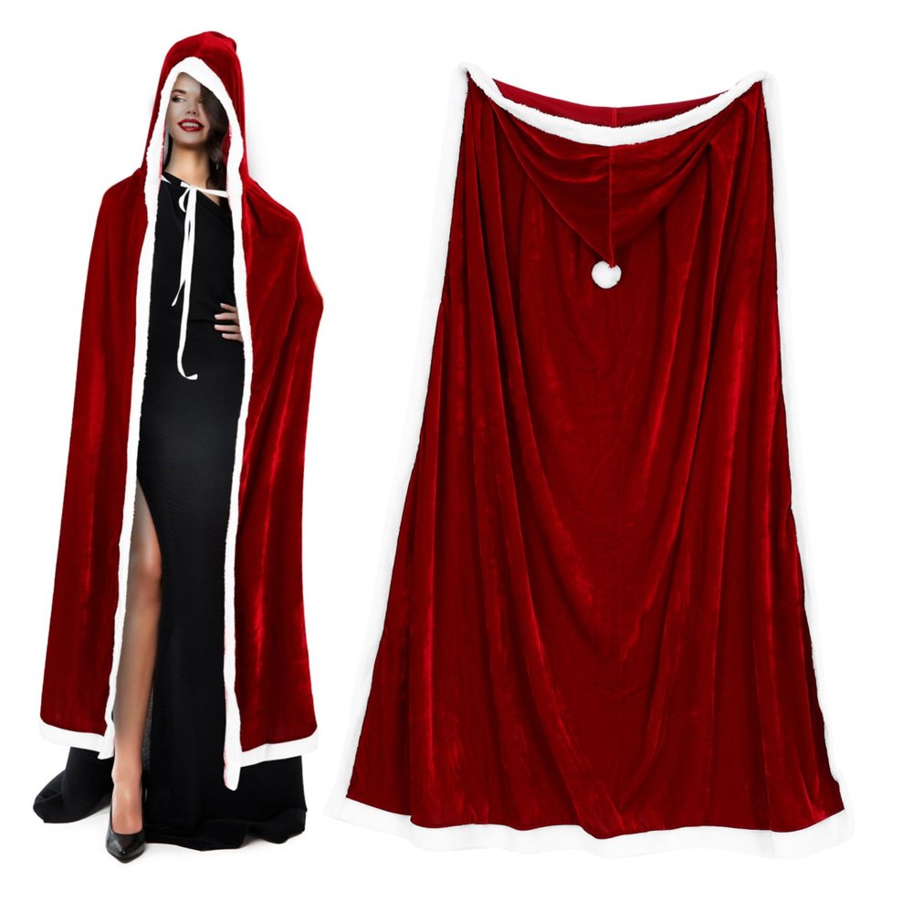 BESTYASH Velvet Santa Cloak Hood Luxurious Christmas Cape for Holiday Cosplay and Festivities for Celebrations and Parades Multi