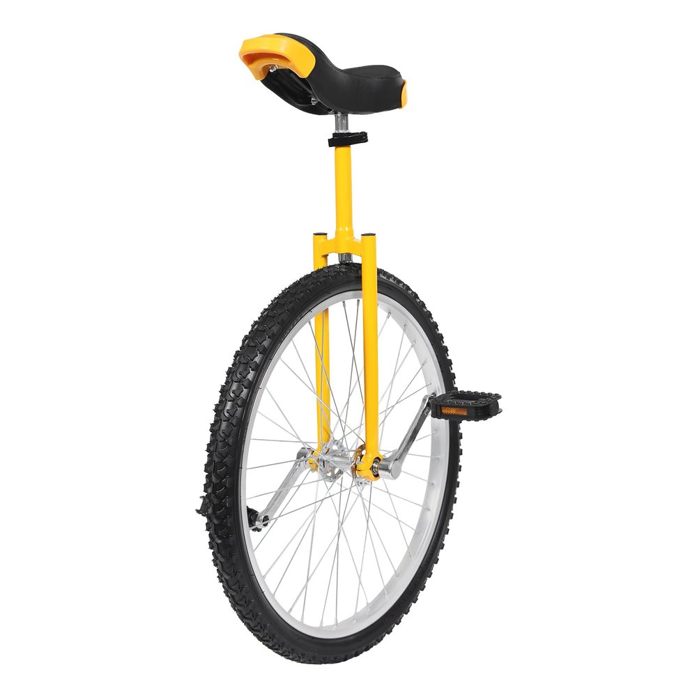 DYNAMI 24 Inch Unicycle for Adults,Outdoor Sports Wheel Unicycle with Manganese Steel Frame and Aluminum Alloy Rim,Adjustable Height,Load 154 lbs,Anti-slip For Outdoor Sports Fitness Exercise (Yellow)