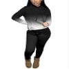 Nimsruc Two Piece Outfits for Women Casual Sweatsuits Set Long Sleeve Hoodie Tracksuit Matching Jogger Pants Sets Black White Gradient XL view 1