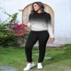 Nimsruc Two Piece Outfits for Women Casual Sweatsuits Set Long Sleeve Hoodie Tracksuit Matching Jogger Pants Sets Black White Gradient XL view 3