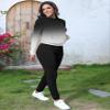Nimsruc Two Piece Outfits for Women Casual Sweatsuits Set Long Sleeve Hoodie Tracksuit Matching Jogger Pants Sets Black White Gradient XL view 4