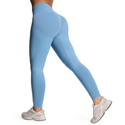 Aoxjox Workout Peach Contour Seamless Hidden Scrunch Butt Lift Leggings for Women Gym Yoga Pants 24" (Blue Moon, X-Large)