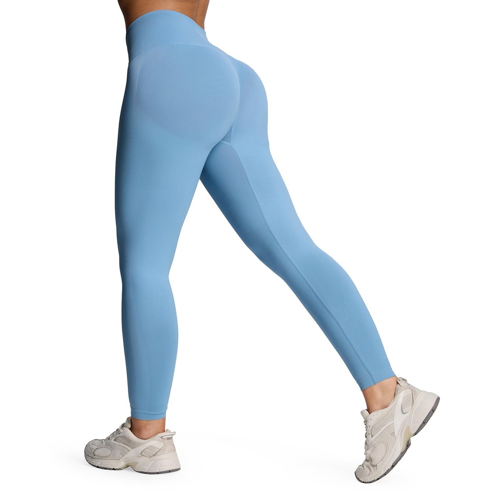 Aoxjox Workout Peach Contour Seamless Hidden Scrunch Butt Lift Leggings for Women Gym Yoga Pants 24" (Blue Moon, X-Large)