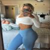 Aoxjox Workout Peach Contour Seamless Hidden Scrunch Butt Lift Leggings for Women Gym Yoga Pants 24" (Blue Moon, X-Large) view 3