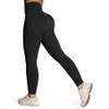 Aoxjox Workout Peach Contour Seamless Hidden Scrunch Butt Lift Leggings for Women Gym Yoga Pants 24" (Black, Medium) view 1