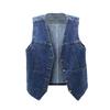 Homgro Women's Denim Vest Fall Sleeveless Button Western Top V Neck Cozy Travel Date Night Slimming Tank Top Dark Blue Large view 1