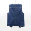 Homgro Women's Denim Vest Fall Sleeveless Button Western Top V Neck Cozy Travel Date Night Slimming Tank Top Dark Blue Large view 2