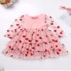 AFAVOM Toddler Girls Heart Print Tiered Tulle Dress Princess Glitters Pageant Tutu Dress Baptism Cake Smash Outfit Valentine's Day Ruffle Gown Wedding Flower Girl Dress Pink-Heart Print 9-12 Months view 3