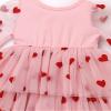 AFAVOM Toddler Girls Heart Print Tiered Tulle Dress Princess Glitters Pageant Tutu Dress Baptism Cake Smash Outfit Valentine's Day Ruffle Gown Wedding Flower Girl Dress Pink-Heart Print 9-12 Months view 4