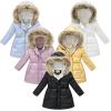 AIMAOMI Girls Winter Coat Heavyweight Fleece Kids Snow Puffer Jacket Hooded Warm With Pockets Outerwear Kids (White, 6-7 Years) view 1