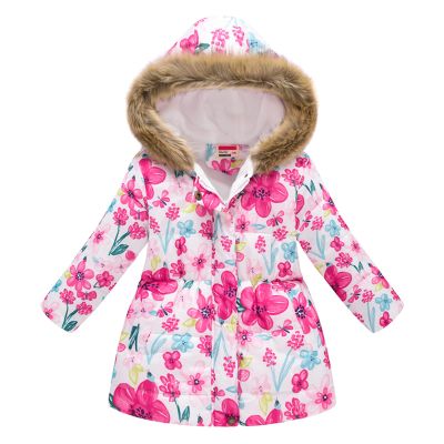 AIMAOMI Girls Winter Coats Hooded Puffer Jackets Medium Length Down-like Cotton Coats Snow Outwear Winter Coats (White, 4-5 Years)