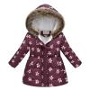 AIMAOMI Girls' Long Flower Printing Bowknot Winter Hooded Down Jacket Warm Winter Coats Hooded Snowsuit Kids (Purple, 5-6 Years) view 1