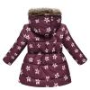 AIMAOMI Girls' Long Flower Printing Bowknot Winter Hooded Down Jacket Warm Winter Coats Hooded Snowsuit Kids (Purple, 5-6 Years) view 2