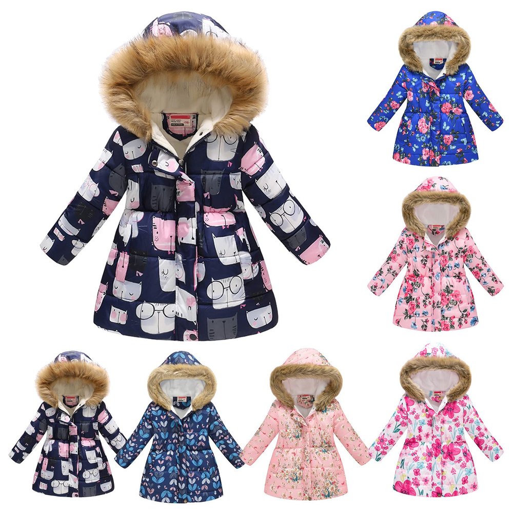 AIMAOMI Girls Winter Coat Warm Heavyweight Mediun Length Jackets Down-like Cotton Wadding Outwear Kids Winter (Black, 10-11 Years)