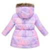 AIMAOMI Girls' Long Flower Printing Bowknot Winter Hooded Down Jacket Warm Winter Coats Hooded Snowsuit Kids (C, 5-6 Years) view 2