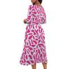 Curve Women's Gradient Leopard Print Dress 3/4 Sleeve V-Neck with Belt Midi Size Wrap Dress Spring Summer Autumn Party Beach Sundress with Pockets view 3
