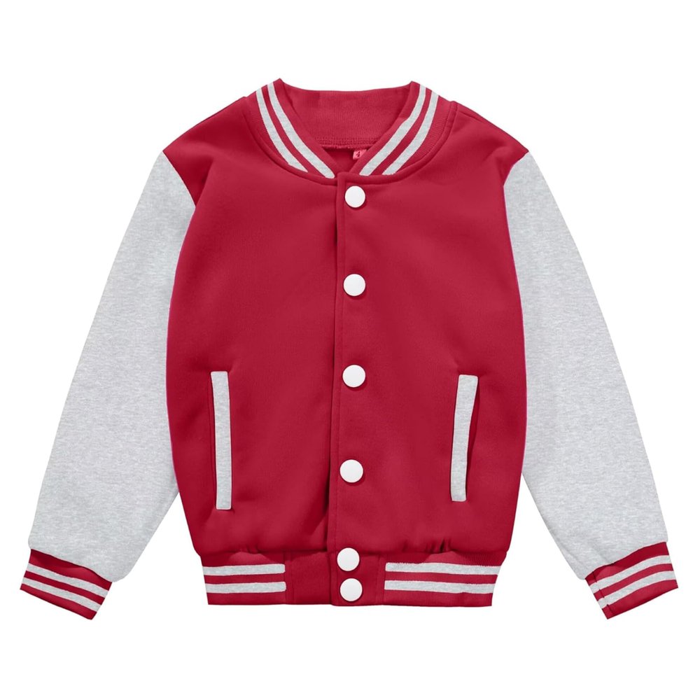 NICNZQI Kids Varsity Jacket Girls Boys Baseball Jacket Bomber Coat School Uniform with Pocket