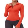 LOMON Long Sleeve Tops for Women Running Golf Athletic Shirts Workout Sports Active Crop Top Thumb Hole T-Shirts(Orange,Small) view 1