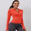 LOMON Long Sleeve Tops for Women Running Golf Athletic Shirts Workout Sports Active Crop Top Thumb Hole T-Shirts(Orange,Small) view 4