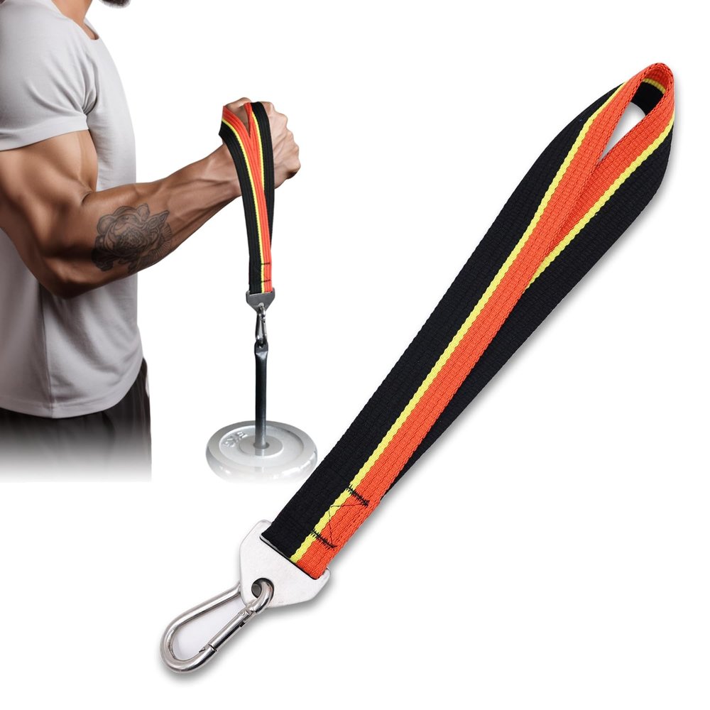 Double-Sewn Thick Arm Wrestling Training Strap with Stainless Steel Triangular Buckle  Durable Arm Wrestling Belt for Free Weights and Cable Machine Training (Orange)