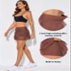 Aleumdr Women's Three Layered Waistband Ruffle Swimdress Swim Skirt Swimsuit Bottom Ligh Brown Small view 4