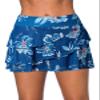 Aleumdr Women's Swim Skirt Swimsuit Bottom with Shorts Waistband Swimdress Ruffle Swim Bottoms White Leaves Printed Medium view 1
