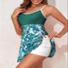 Aleumdr Women's Ribbed One Piece Swimsuits Modest Swim Dress Tummy Control Adjustable Straps Bathing Suit Swimwear with Pockets Green Floral XX-Large view 4