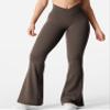 YEOREO Kalie Flare Scrunch Leggings for Women V Cross Waist Bell Bottom Yoga Pants Tummy Control Bootcut Workout Leggings Coffee XS view 2
