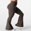 YEOREO Kalie Flare Scrunch Leggings for Women V Cross Waist Bell Bottom Yoga Pants Tummy Control Bootcut Workout Leggings Coffee XS view 4