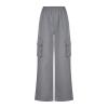 fartey Camo Cargo Pants for Women Casual Drawstring High Waist Parachute Pants Baggy Wide Leg Hiking Pants with Pockets view 3