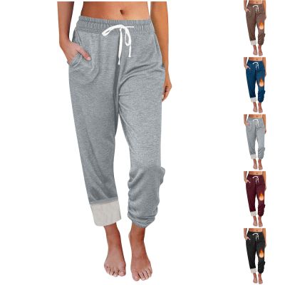 Wide Leg Sweatpants Women Fleece Lined Casual Baggy Pants Comfy Skin Friendly Soft Elastic High Waist Flare Pants Drawstring Flare Sweatpants Women Relaxed Fit Lounge Flare Yoga Pants with Pockets